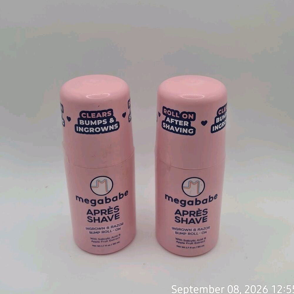 2 Pack Megababe Après Shave Ingrown Hair & Razor Bump Roll-On 1.7 oz Each Sealed